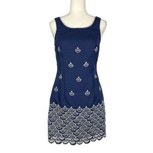 Lilly Pulitzer Clarita Womens True Navy Sailing Embroidery Dress Blue size 2